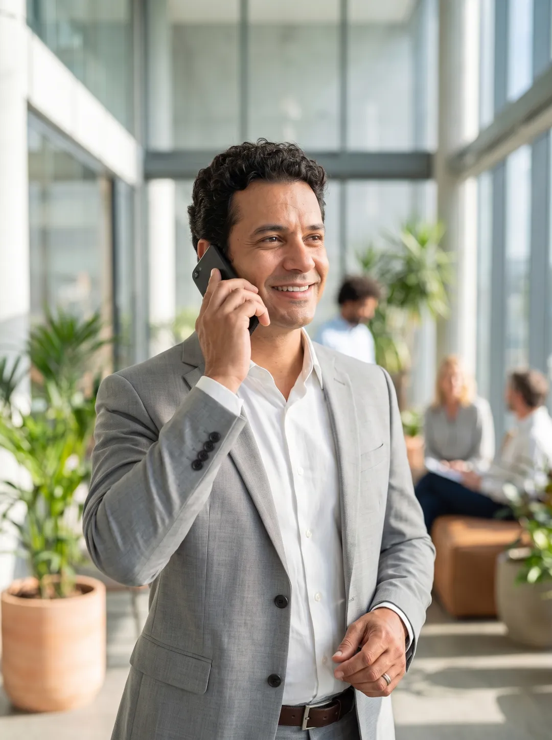 corretor ao telefone convertendo leads em clientes